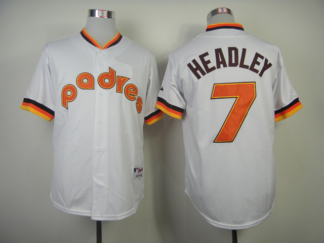 Men San Diego Padres #7 Headley White Throwback 1984 MLB Jerseys